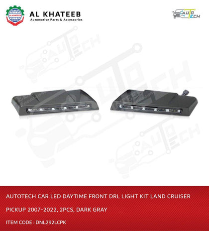 AutoTech Car LED Daytime Front Drl Light Kit Land Cruiser Pickup 2007-2022, 2Pcs, Dark Gray