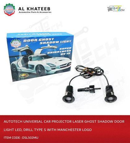 AutoTech Universal Car Projector Laser Ghost Shadow Door Light LED, Drill Type S With Manchester Logo