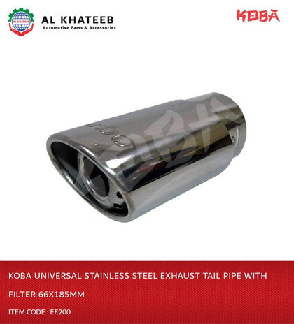 Universal Stainless Steel Exhaust Tail Pipe With Filter 66X185Mm