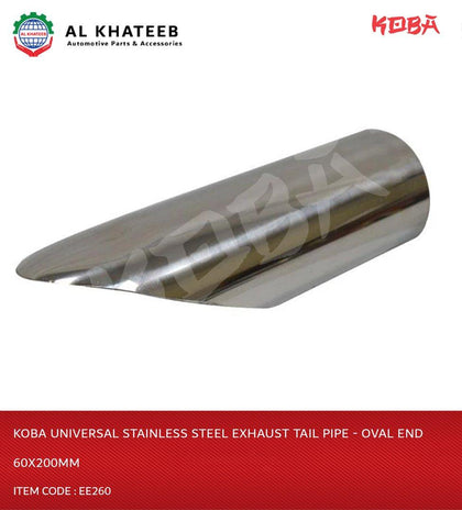 Koba Universal Stainless Steel Exhaust Tail Pipe - Oval End 60X200Mm