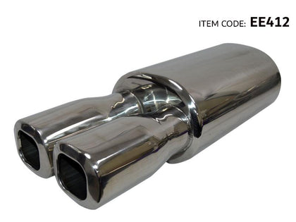 Koba Universal Car Dual Exhaust Extension Pipe  Square Y Style Stainless Steel 60*600Mm, Chrome