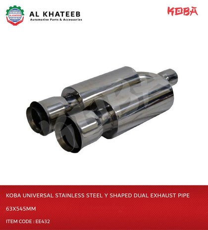 Koba Universal Stainless Steel Y Shaped Dual Exhaust Pipe 63X545Mm