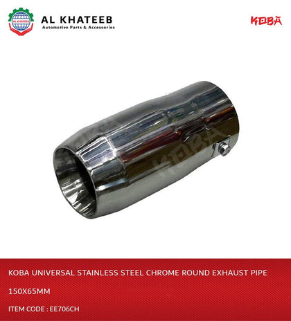 Universal Stainless Steel Chrome Round Exhaust Pipe 150X65Mm