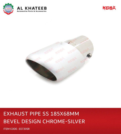 Koba Universal Car Exhaust Pipe Stainless Steel Bevel Design Chrome+Silver 185*65Mm