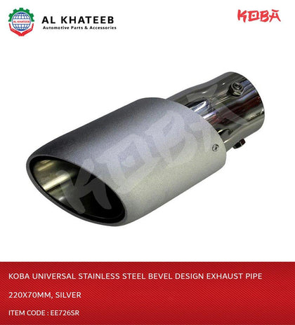 Koba Universal Stainless Steel Bevel Design Exhaust Pipe 220X70Mm, Silver