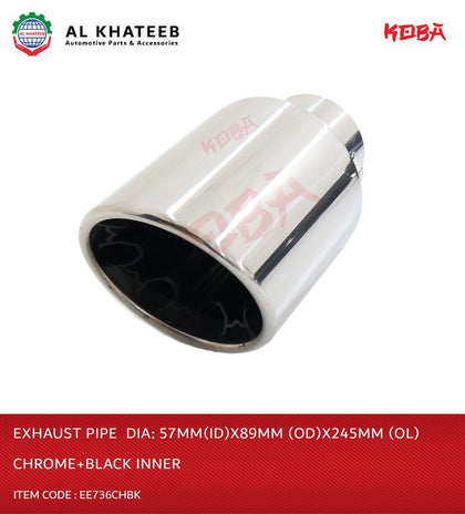 Koba Universal Car Exhaust Pipe Black Inner, Chrome 60Mmx89Mmx165Mm