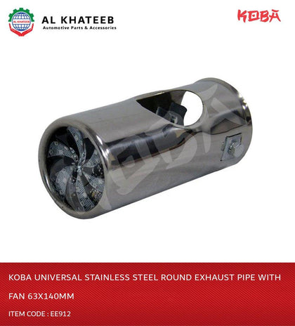 Koba Universal Stainless Steel Round Exhaust Pipe With Fan 63X140Mm