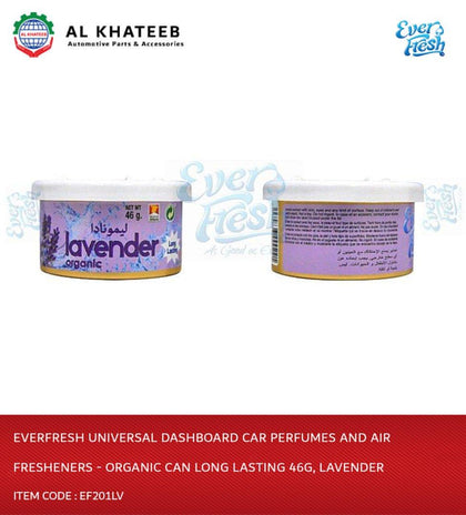 Al Khateeb Everfresh Universal Dashboard Car Perfumes And Air Fresheners - Organic Can Long Lasting 46G, Lavender