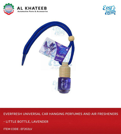 Al Khateeb Everfresh Universal Car Hanging Perfumes And Air Fresheners - Little Bottle, Lavender/1Db=42 Pcs/ 1Mctn =294 Btls