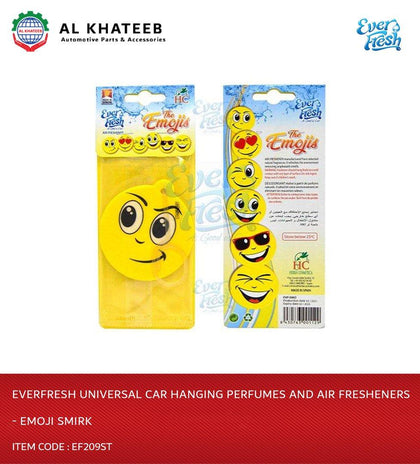 Al Khateeb Everfresh Universal Car Hanging Perfumes And Air Fresheners - Emoji Smirk, Str/1Db=50 Ppr/ 1Mctn =250 Ppr