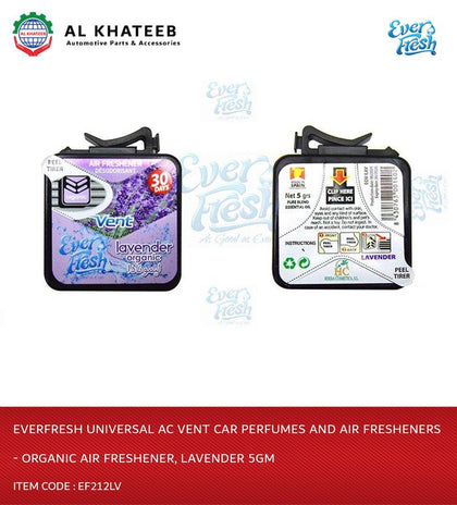 Al Khateeb Everfresh Universal Ac Vent Car Perfumes And Air Fresheners - Organic Air Freshener, Lavender 5Gm