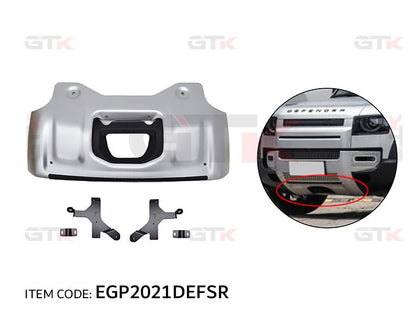 GTK Car Front Undershield Engine Guard Skid Plate Bumper Fit Defender 2020+ Aluminum, Thickness Silver