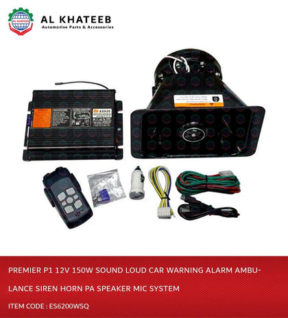 Al Khateeb Premier1 12V 150W Sound Loud Car Warning Alarm Ambulance Siren Horn Pa Speaker Mic System