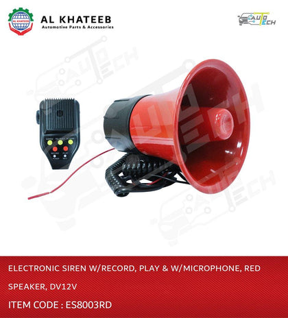 Electronic Siren with Record Play & with Microphone Red Speaker DV12V