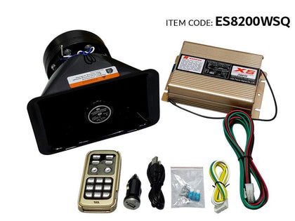 Al Khateeb Premier P1 12V 200W Sound Loud Car Warning Alarm Ambulance Siren Horn 2 Speaker Mic System, Square Xs Unit