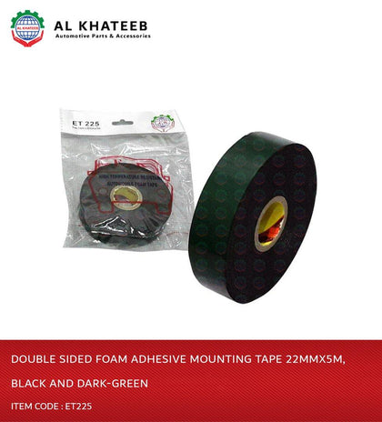 Double Sided Foam Adhesive Mounting Tape 22Mmx5M, Black And Dark-Green