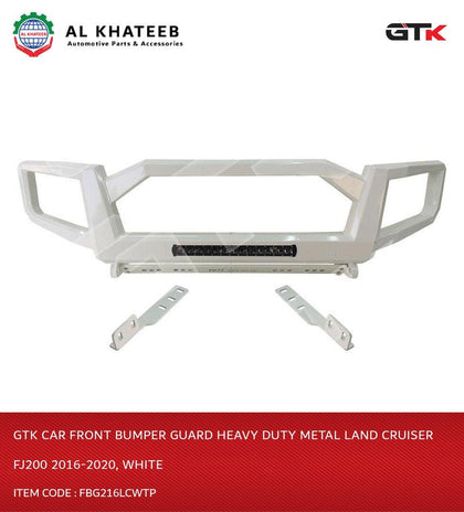 GTK Car Front Bumper Guard Heavy Duty Metal Land Cruiser FJ200 2016-2020, White