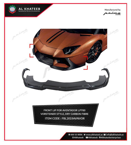 Aventador Lp700 2011+ Prima Auto Car Front Bumper Lip Kit Dry 3K Carbon Fiber, Vorsteiner Edition