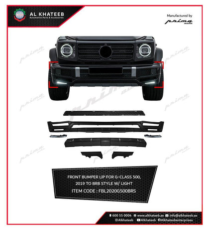 Prima Front Bumper Lip For G-Class G500 2019 Brabus Style With Light