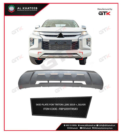GTK Front Bumper Protection Skid Plate Triton L200 2019+ Silver