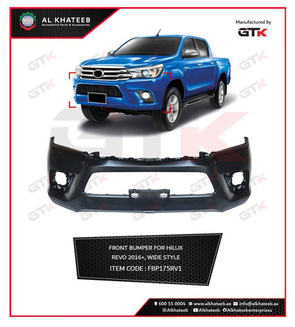 GTK ABS Front Bumper For Hilux Revo 2016+, Wide Style