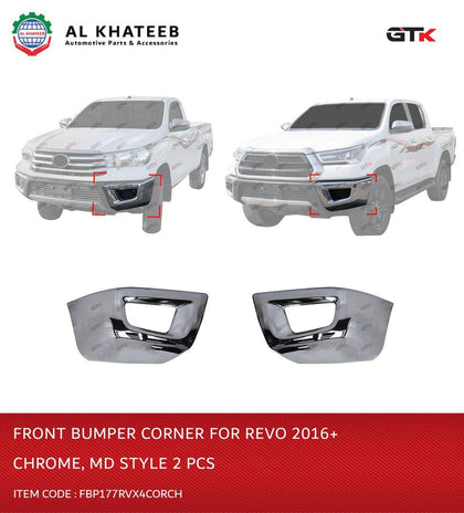 GTK Car Front Bumper Chrome Corner Side Hilux Revo 2015-2025 Md Style, 2Pcs