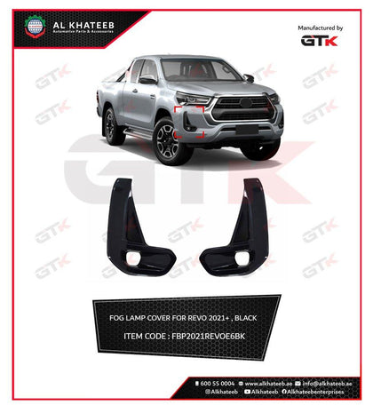 GTK Car Front Fog Lamp Frame Corner Hilux Revo 2021, 2Pcs/Set Black