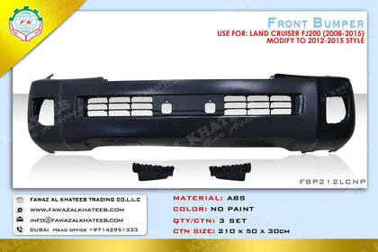 GTK Front Bumper For Land Cruiser Fj200 2008-2015 Modify To 2012-2015 Style, 3Pcs/Set