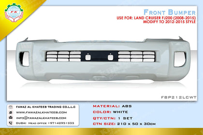 GTK Car Front Bumper Land Cruiser FJ200 2008-2015 Modify To 2012-2015 Style,White 3Pcs/Set