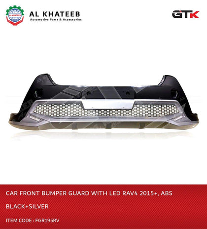 GTK Car Front Bumper Guard With Led Rav4 2015+, Abs Black+Silver