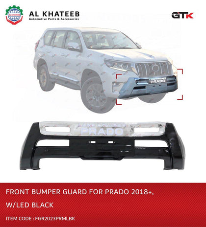 GTK Car Front Bumper Board Bar Guard Skid Plate Trim Led Light Prado 2018+ Chrome Black