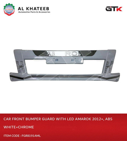 GTK Car Front Bumper Guard With LED Amarok 2012+, ABS White+Chrome