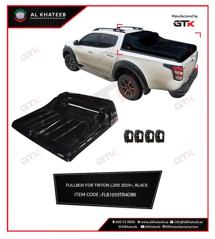 GTK Pickup Truck Cover Hardtop Fullbox Triton L200 2018-2023, 4-Door Black Painted