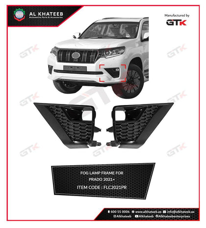 GTK Front Fog Light Lamp Cover Trim Land Cruiser Prado 2021, 2Pcs/Set Black