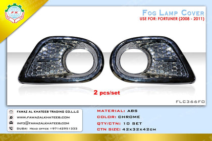 GTK Car Fog Lamp Spot Light Pair Chrome Cover Frame Fortuner 2008-2011