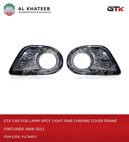 GTK Car Fog Lamp Spot Light Pair Chrome Cover Frame Fortuner 2008-2011