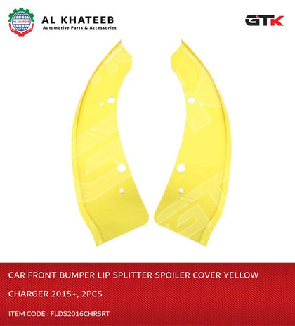 GTK Car Front Bumper Lip Splitter Spoiler Cover Yellow Charger 2015+, 2Pcs