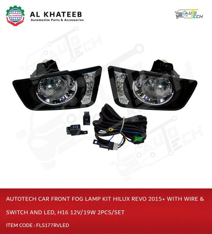 AutoTech Car Front Fog Lamp Kit Hilux Revo 2015+ With Wire & Switch and LED, H16 12V/19W 2Pcs/Set