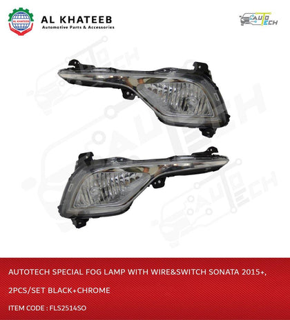 AutoTech Special Fog Lamp With Wire&Switch Sonata 2015+, 2Pcs/Set Black+Chrome