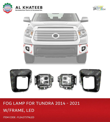 AutoTech Car Front Special Fog Lamp Kit With LED And Frame Tundra 2014-2021, Clear Lense 2Pcs/Set