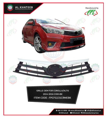 Al Khateeb Fpi Car Front Grille OEM Style Corolla Altis 2014-2016, Chrome+Black
