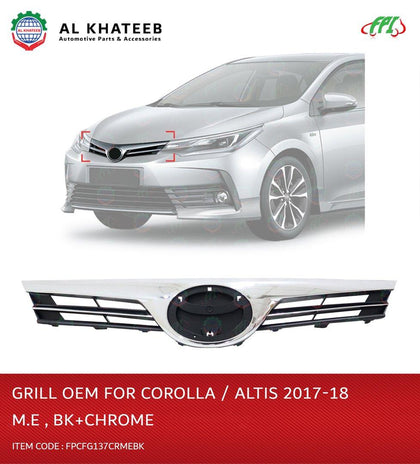 Al Khateeb Fpi Car Front Grille OEM Corolla/Altis 2017-2018, Middle East, Black+Chrome