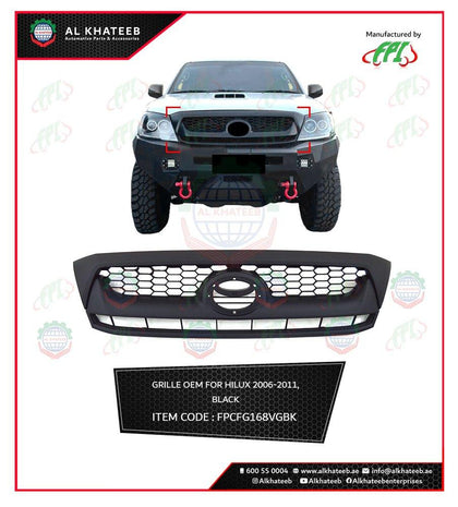 Al Khateeb OEM Front Grille Toyota Hilux Vigo 2006-2011, ABS Black