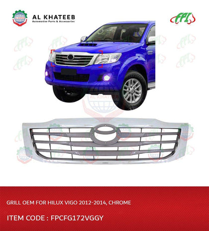 Al Khateeb Fpi Car Front Grille OEM Style Hilux Vigo 2002-2014, ABS Chrome