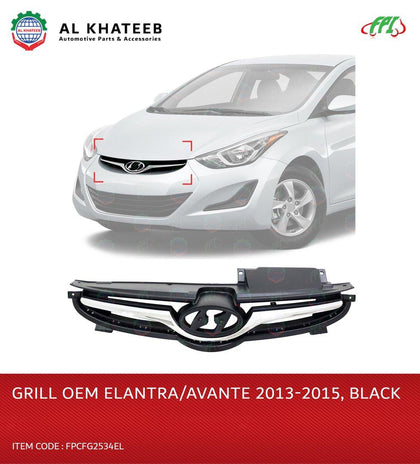 Al Khateeb FPI Car Front OEM Radiator Grille Elantra/Avante 2013-2015, Black