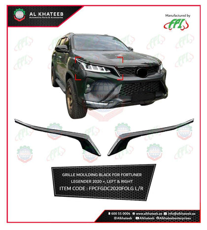 Al Khateeb FPI OEM Car Front Grille Moulding Fortuner 2020+, Black, Left