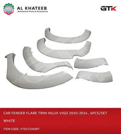 Car Fender Flare Trim Hilux Vigo 2010-2014, 6PCS/Set White