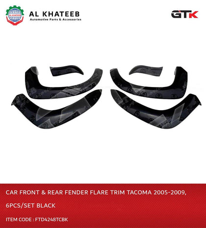 GTK Car Front & Rear Fender Flare Trim Tacoma 2005-2009, 6Pcs/Set Black