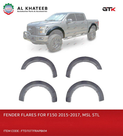 GTK Front & Rear Fender Flare Trim With LED F150 Raptor 2015-2017, Metal Steel