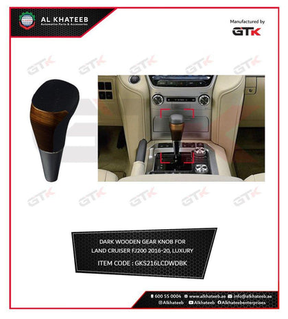 GTK Car Shifter Knob Gear Cover Land Cruiser FJ200 2016-2020 Luxury Dark Wooden Style